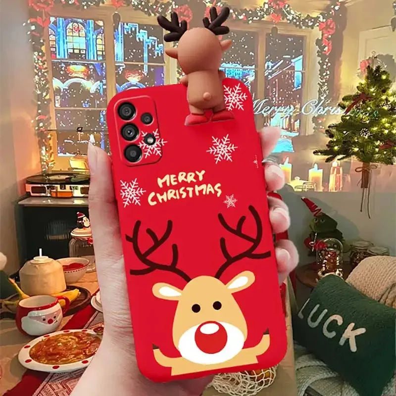 Christmas Reindeer Elk 3D Dolls Case For Realme 13 11 10 9 8 14T 5G 14 Pro Plus 7 6 5 Pro C20 5i 6i 7i 8i 9i 4G C3 Snowman Cover