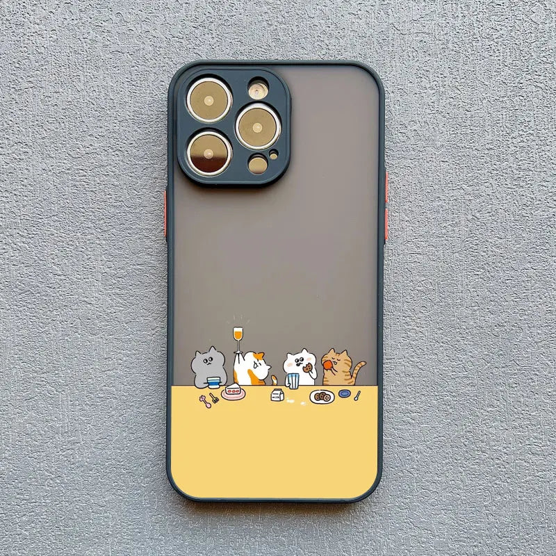 Cute Cartoon Cat Illustration Phone Case For iPhone 17 16 15 Pro Max Cases iPhone 14 13 12 11 Pro Max Mini XS XR X 16 PlusCover