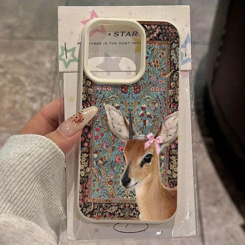 Vintage Flower Deer For IPhone 16 Phone Cases For IPhone 11 12 13 14  Plus 15 16 17 Air Pro Max Soft Cover Case Funda Bumber