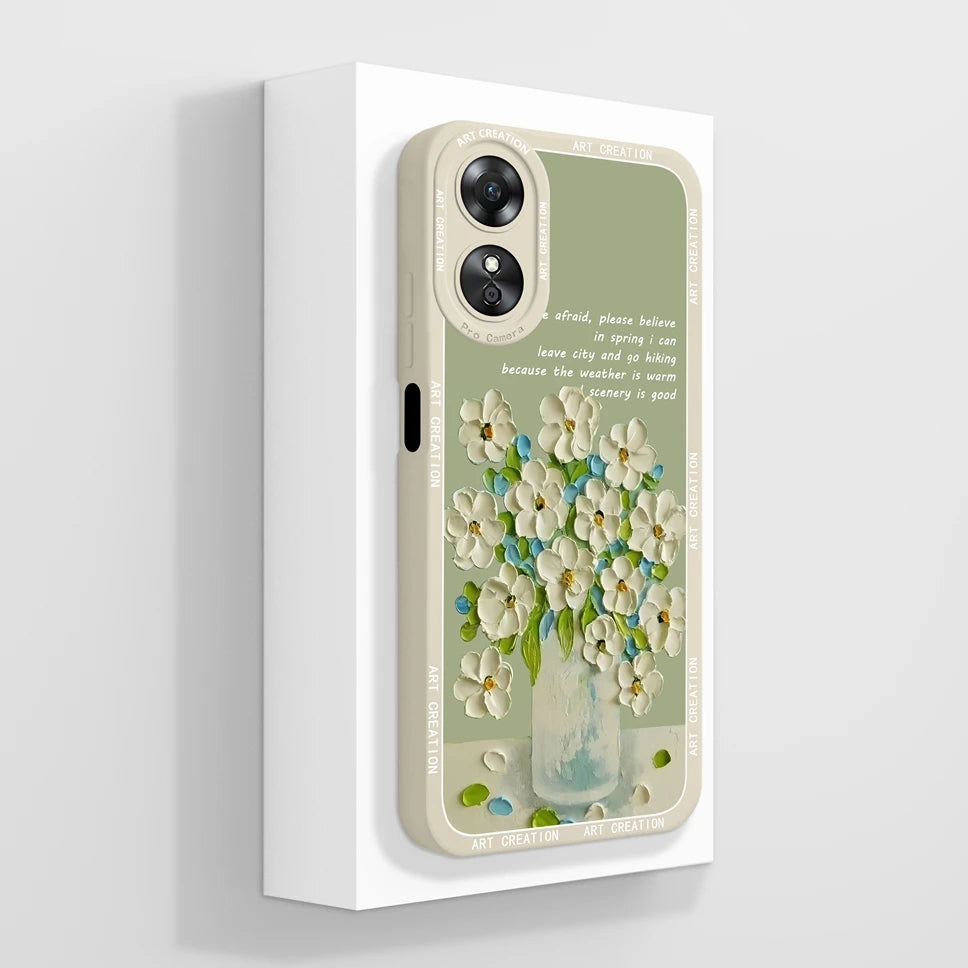 Phone Case For Oppo A17 A17K K 4G Pretty Flowers Smooth Liquid Silicone Back Cover For OppoA17K Oppo A 17 K Fundas Shell Coque