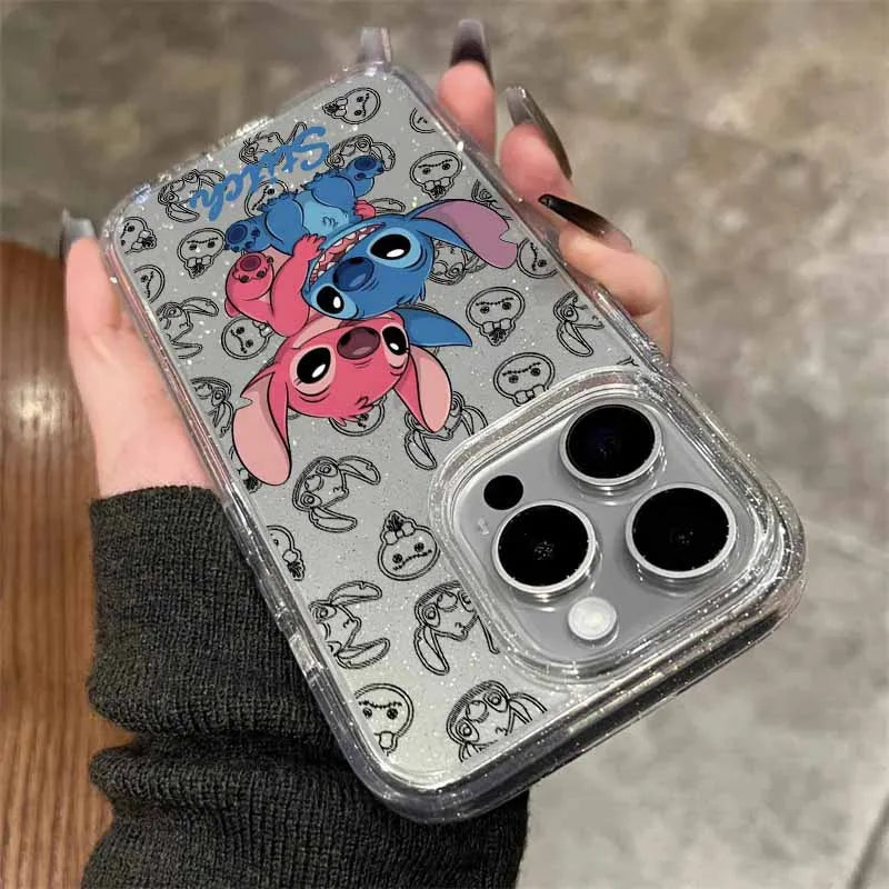 Cute Stitch Angel Couple Love For Apple iPhone 17 17Air 16 15 14 13 12 XS XR 8 7 Pro Max Plus Translucent Phone Case Funda Cover
