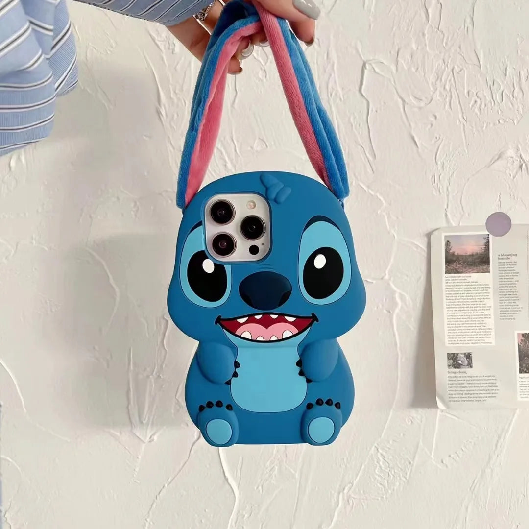 Disney Stitch Cartoon Long Ears 3D Soft Silicone Phone Cases Shockproof Cover for IPhone 15 14 Plus 16 12 13 Pro Max 11 Gifts