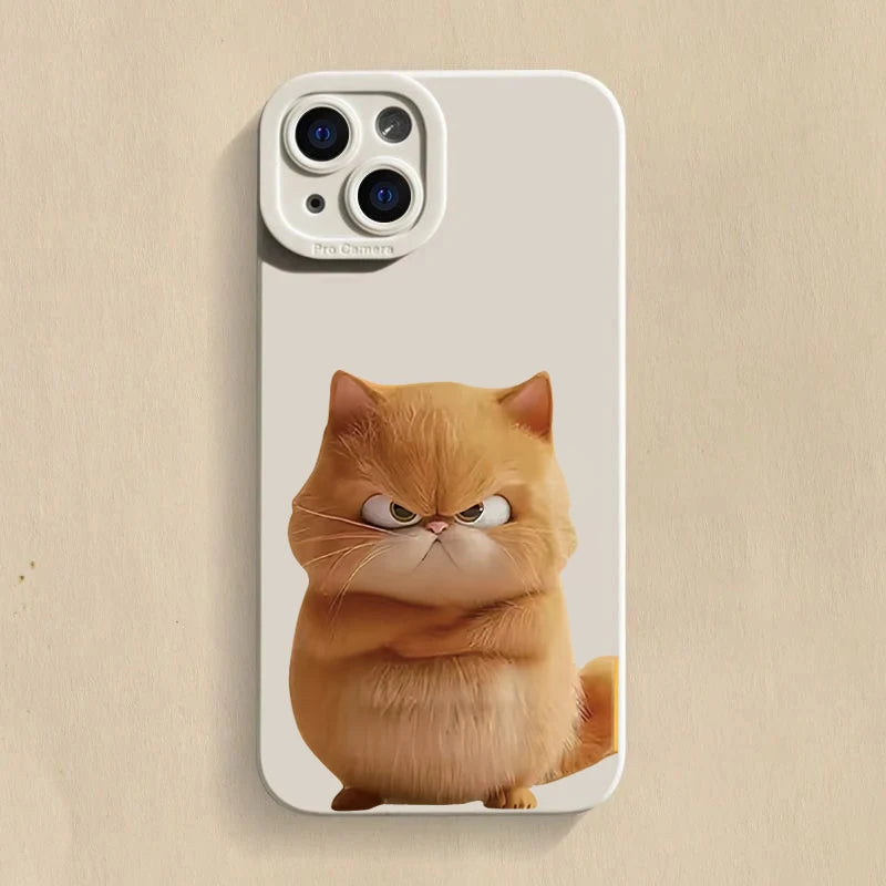 Funny Cool Cat Silicone Phone Case For iPhone 16 15 14 13 12 11 Pro Max 15 Pro XS XR X 7 8 16 Plus Shockproof Matte Soft Cover