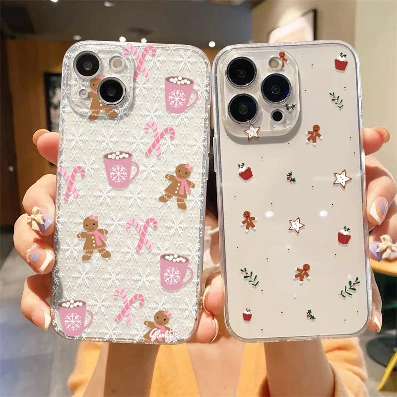 Phone Case For Realme C63 C65 C61 C55 C53 C75 14 13 12 11 10 9 Pro Plus 5G 9i 8i 8 With Christmas Elements Gingerbread Man Cover