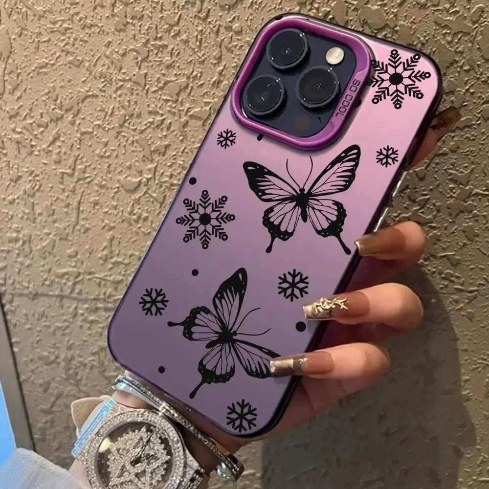 Case For Vivo V25 V25E X80 Lite Luxury Matte Silver IMD Phone Funda For Vivo V25E X80Lite Fashion Butterfly Color Soft Cover