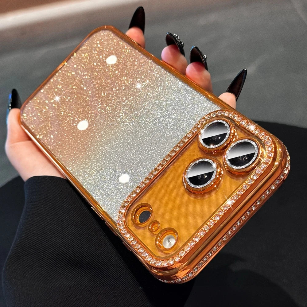 Luxury Gradient Diamond Magsafe Case for iPhone 17 Pro Max 17 Air Plating Soft Cover for iPhone 16 15 14 13 12 Pro Max 16 Plus