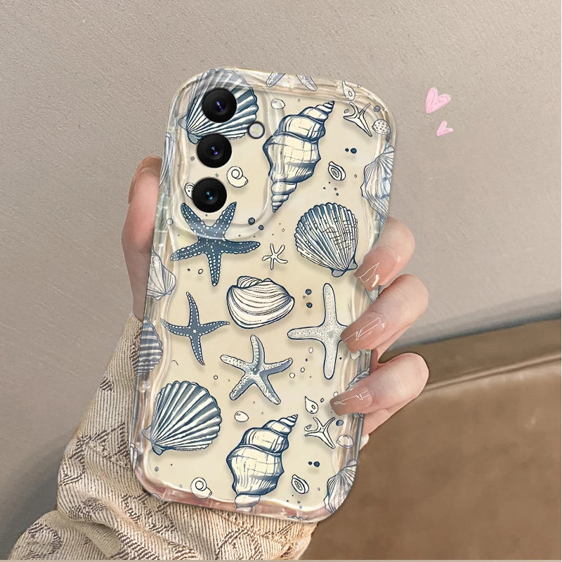3D Case For Samsung Galaxy S25 S24 Ultra S23 S22 S21 Plus FE A56 A36 A26 A16 A06 A15 A25 A35 A55 5G Color Flower Marine Organism
