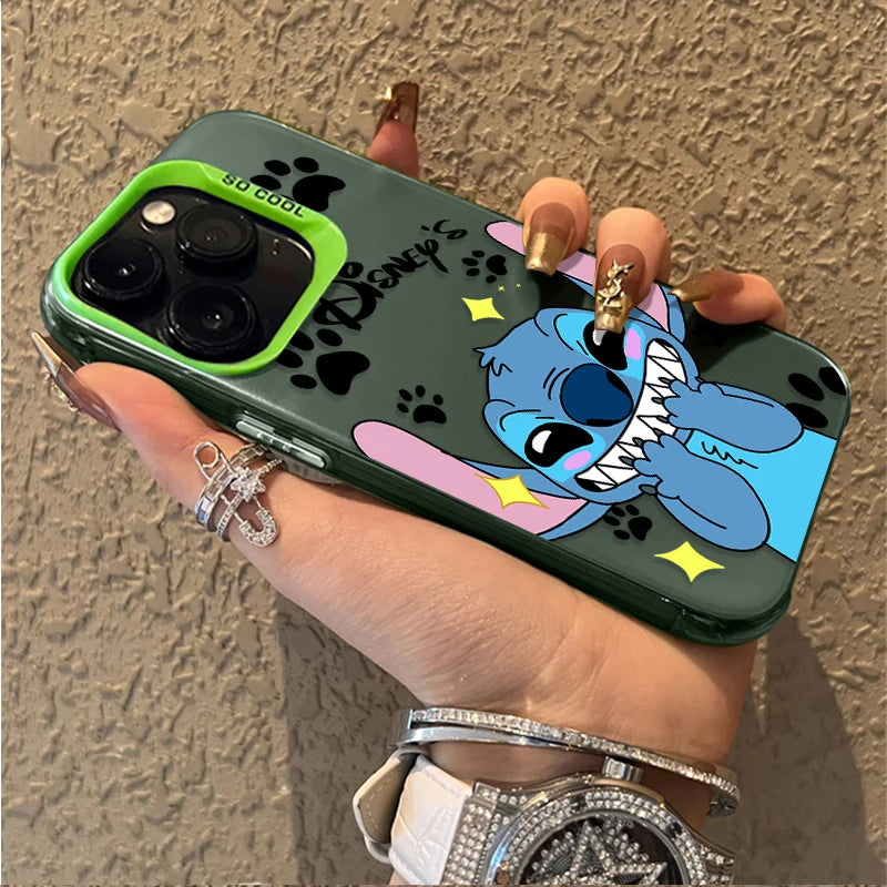 Plating Hard Phone Case for Xiaomi Redmi Note 13 12 11 Pro Plus 4G 5G 12S 11S 10S 10 9 9S 8 12C 13C A3 Disney Stitch Love Cover