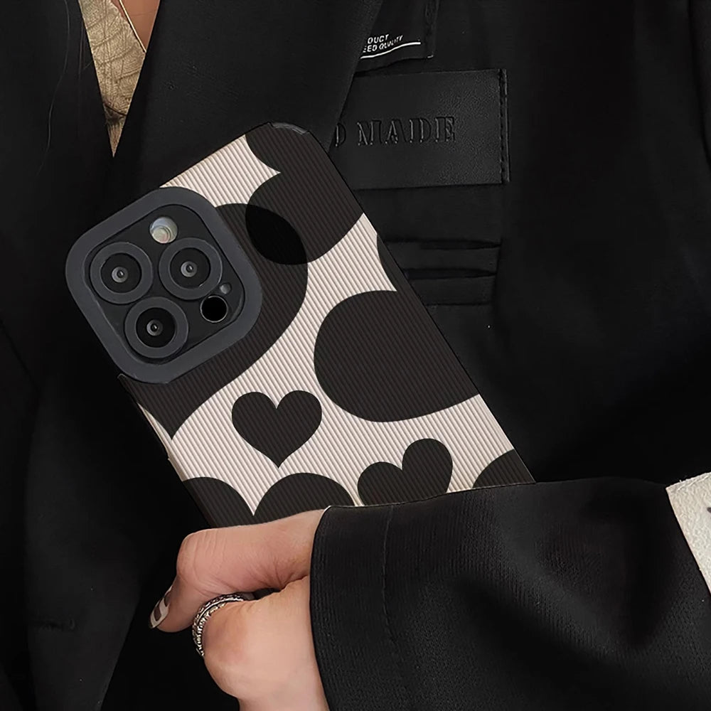 Black Love Heart Silicone Case For Samsung Galaxy S22 S23 S24 Ultra A54 5G A34 A53 A51 A52 A23 A32 A31 A71 A72 A73 A14 A13 A12