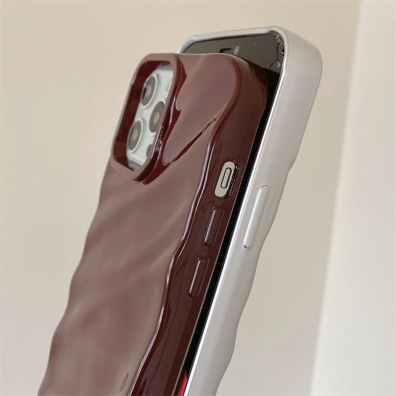 Luxury Plating 3D Wavy Texture Soft Phone Case For iPhone 16 15 14 Plus 13 12 11 Pro XS Max XR Protection Bumper Shockproof Capa