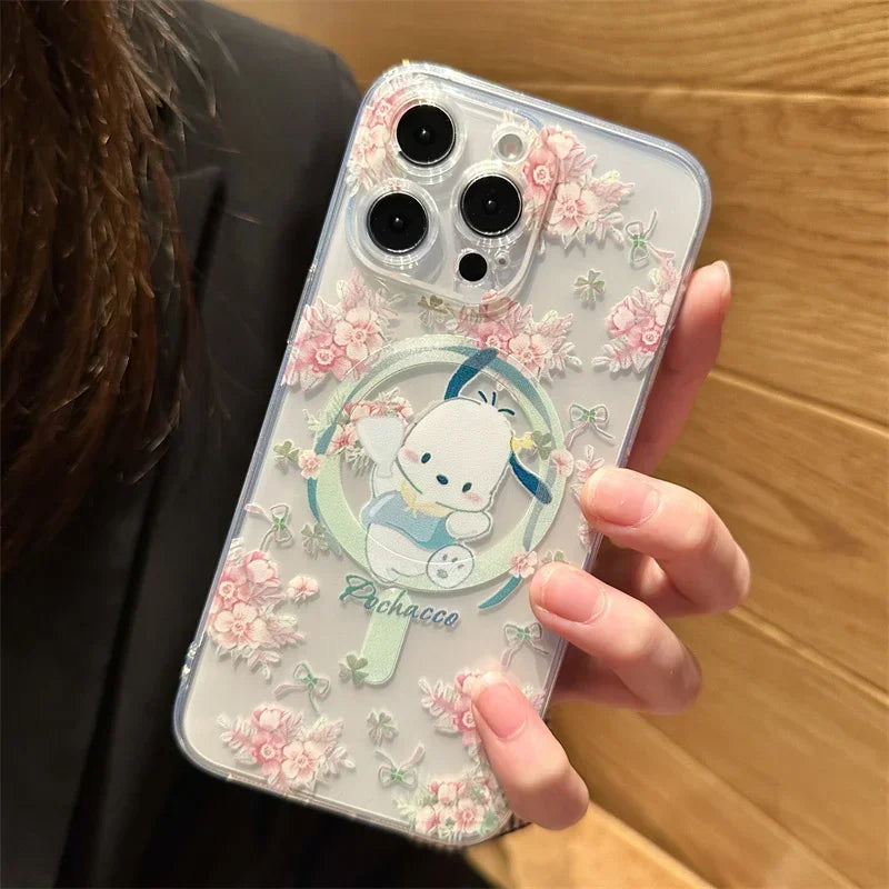 Sanrio Hello Kitty Cinnamon Case For iPhone 11 12 13 14 15 Pro Max Mini X XS XR 8 7 Plus SE 2020 Clear Magsafe Magnetic Cover