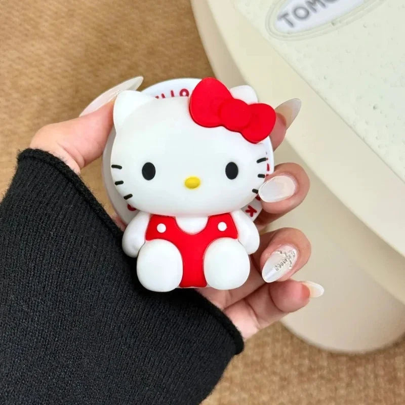 3D Cute Sanrio Hello Kitty Magnetic Grip Tok Holder Magsafe Wireless Charge Phone Case For iPhone 16 15 14 13 12 Pro Max Cover