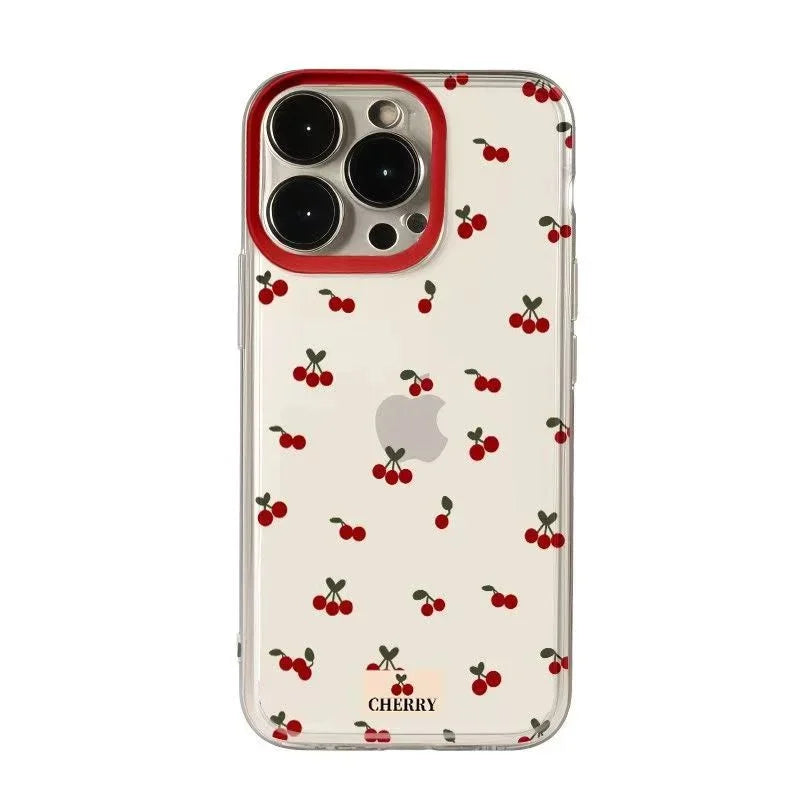 Cute Cartoon Cherry Pattern Clear Phone Case For Xiaomi Redmi 13C 14C 12 Redmi Note 14 13 12 11 Pro Plus 5G 12S 11S Soft Cover