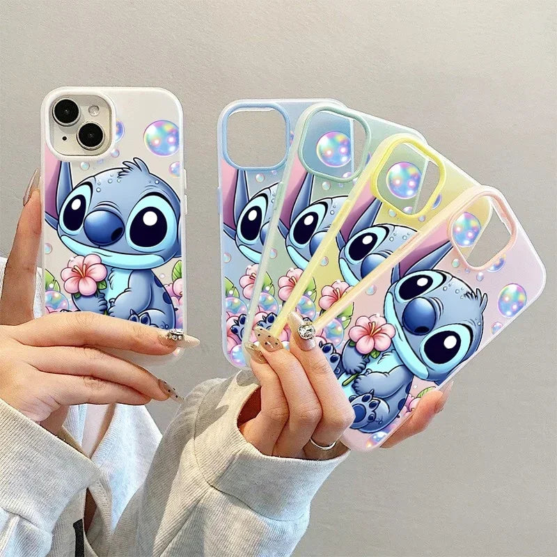 Bubble Flower Stitch Phone Case For IPhone 17 16 15 14 13 12 11 Pro Max Plus Air Casing Color Jelly Silicone Bumper 2 In 1 Cover