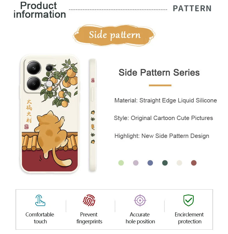 Cute Lively Cat Phone Case For Xiaomi Redmi Note 14 13 12 12S 11 11S 10 10S 9 9S Pro Plus 4G 5G Liquid Silicone Cover