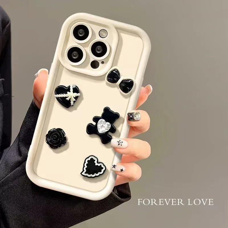 Cute 3D Bear Coffee Doughnut Phone Case For Xiaomi Poco X6 X5 X3 F5 F6 M6 X7 Pro Mi 14T 14 13T 13 12T 12 11 Lite 5G Soft Cover