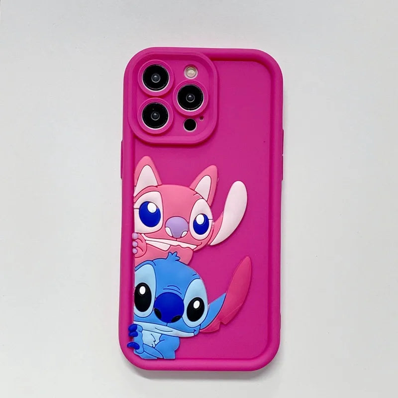 Kawaii Stitch Angel Phone Case for IPhone 16 15 14 13 12 11 Pro Max Plus 7 8 SE X XR XS Max Slim Protective Shockproof Cover