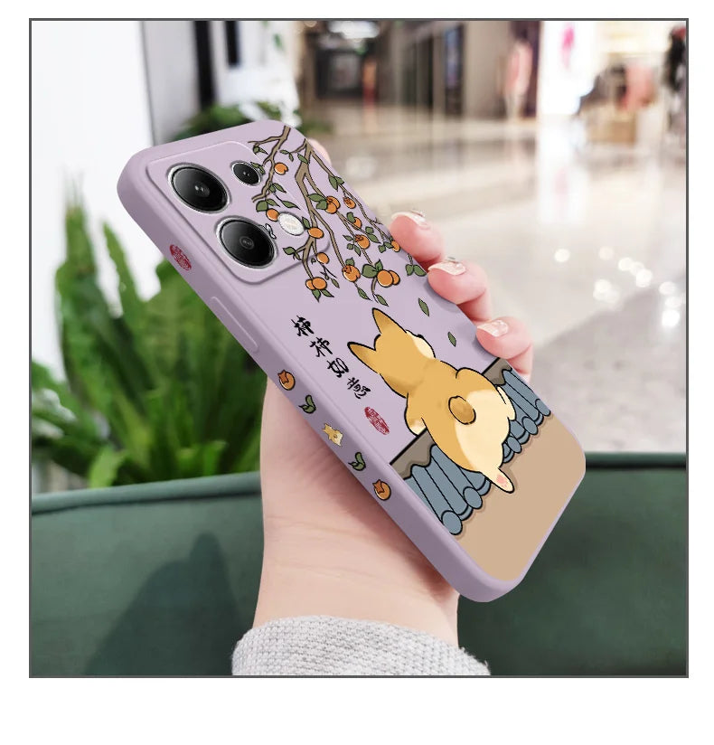 Cute Lively Cat Phone Case For Xiaomi Redmi Note 14 13 12 12S 11 11S 10 10S 9 9S Pro Plus 4G 5G Liquid Silicone Cover