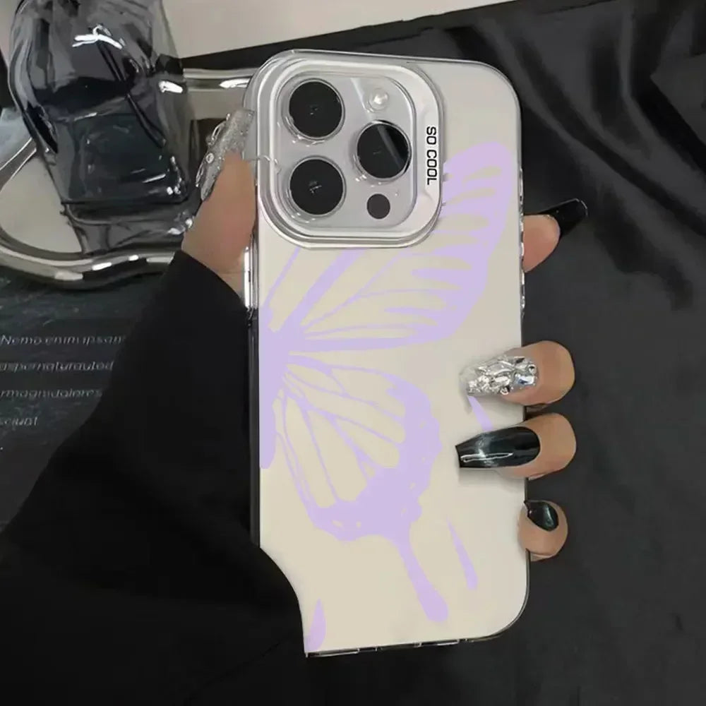 For Samsung Galaxy A06 A16 Case Luxury Fashion Butterfly Silver IMD Phone Case For Samsung A06 A16 Matte Color Cover Funda