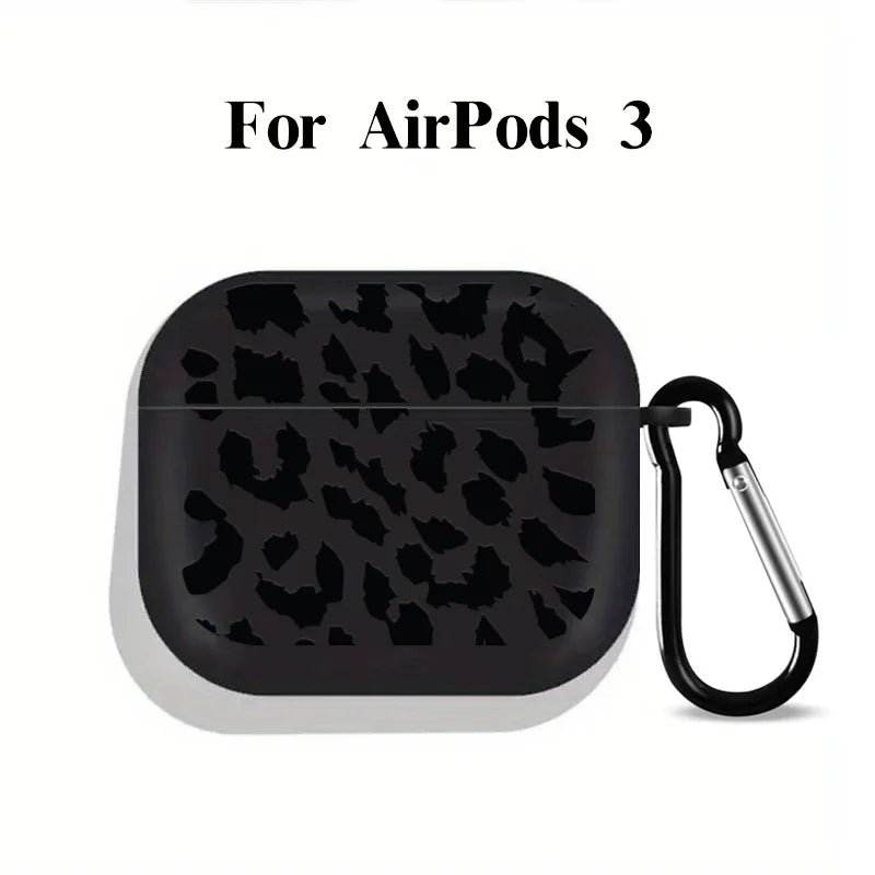 Black Leopard Print Earphone Case for Airpods Pro 2/Pro Silicone Protective Cover for Apple Airpods 4 1/2 3 Case
