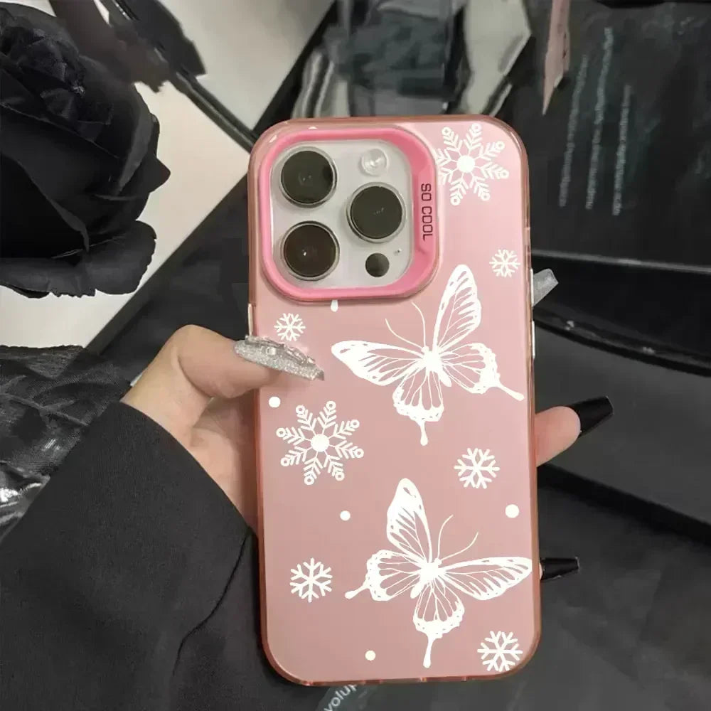 For Samsung Galaxy A06 A16 Case Luxury Fashion Butterfly Silver IMD Phone Case For Samsung A06 A16 Matte Color Cover Funda