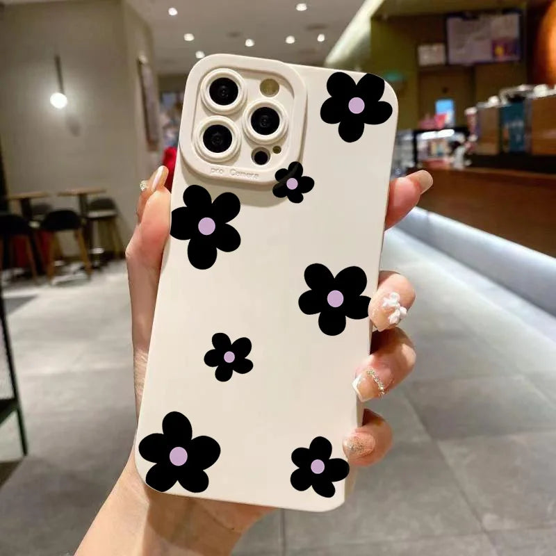 Daisy Floral Phone Case For iPhone 17 16 15 14 Pro Max 13 12 11 XS X XR 7 8 Plus 16E Shoockproof Soft TPU Silicone Bumper Cover