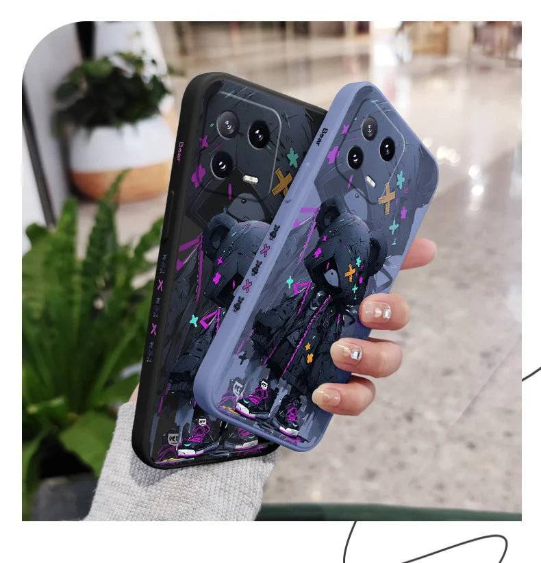 Mysterious Bear Phone Case For Xiaomi Mi 15 14 14T 13 13T 12 12X 12T 12S 11 11T 10 10T 9 9T Pro Lite Liquid Silicone Cover