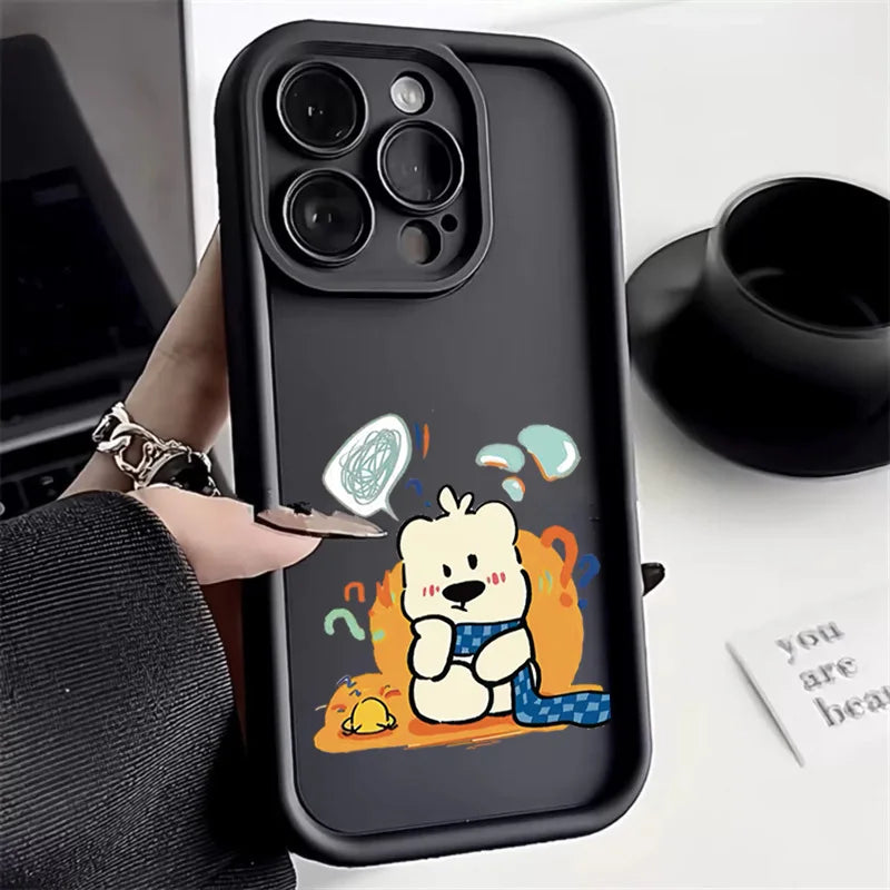 Cute Cartoon Bear Case for Samsung Galaxy S25 S23 S22 S24 Ultra Plus S21 FE A54 A53 A52 A52S A16 A15 A35 A55 A34 A33 A32 Cover