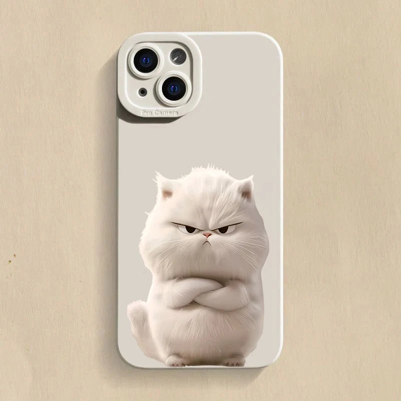 Funny Cool Cat Silicone Phone Case For iPhone 16 15 14 13 12 11 Pro Max 15 Pro XS XR X 7 8 16 Plus Shockproof Matte Soft Cover