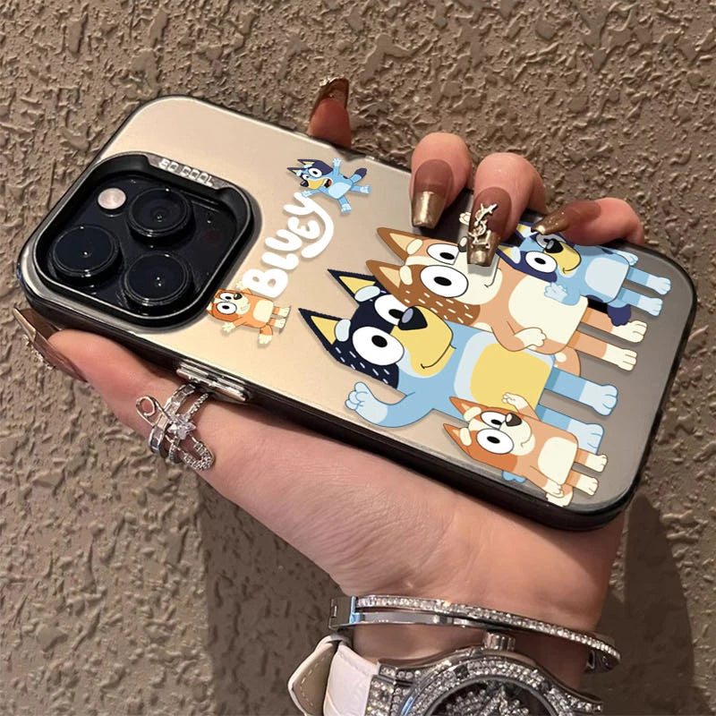 Cartoon Dog B-Blueys Matte Case for iPhone 14 16 15 13 12 11 Pro Max XS X XR 8 7 Plus SE 2020 Plating Hard Protective Back Cover