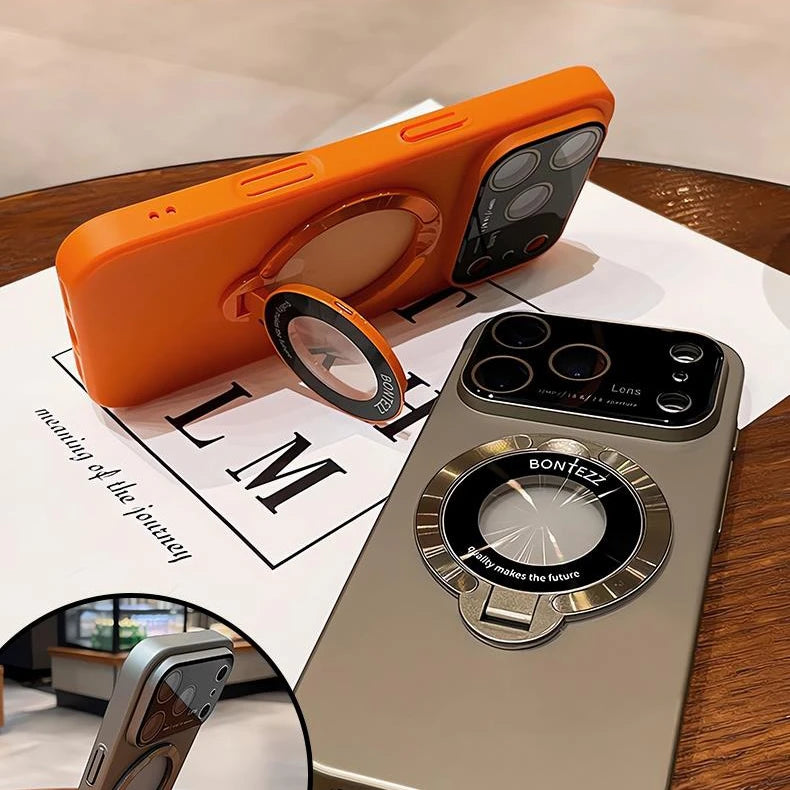 for Magsafe Bracket Matte Hard Case for iPhone 17 16 15 Pro Max Plus 17 Air 11 12 13 14 Magnetic Stand Camera Protector Cover