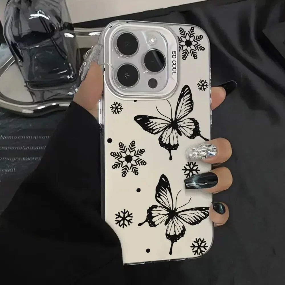 Case For Vivo V25 V25E X80 Lite Luxury Matte Silver IMD Phone Funda For Vivo V25E X80Lite Fashion Butterfly Color Soft Cover