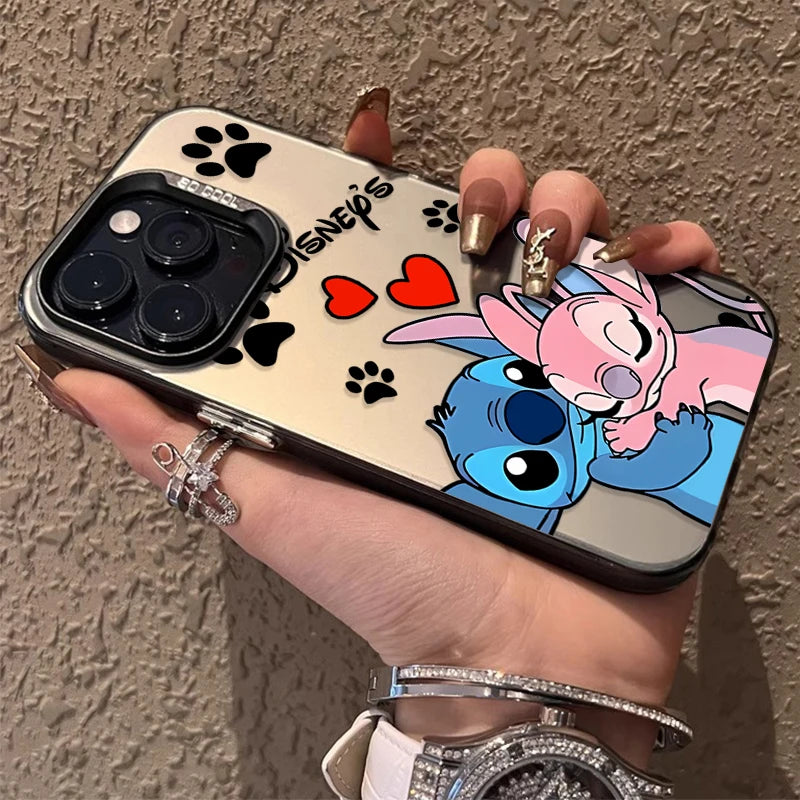 Plating Hard Phone Case for Xiaomi Redmi Note 13 12 11 Pro Plus 4G 5G 12S 11S 10S 10 9 9S 8 12C 13C A3 Disney Stitch Love Cover