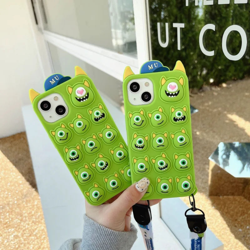 Unzip Phone Case For iPhone 15 14 13 12 11 Little Monster Unzip Pinch Silicone Phone Cover For iPhone 15 Pro Max Toy Mobile Case