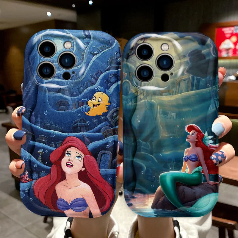 The Little Mermaid Cover For Apple iPhone 15 14 13 12 11 Pro X XR XS Max Plus 8 7 Plus SE Wave Oil Phone Case