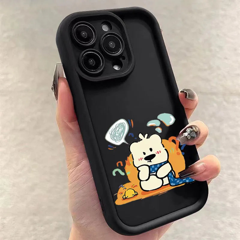Cute Cartoon Bear Case for Samsung Galaxy S25 S23 S22 S24 Ultra Plus S21 FE A54 A53 A52 A52S A16 A15 A35 A55 A34 A33 A32 Cover