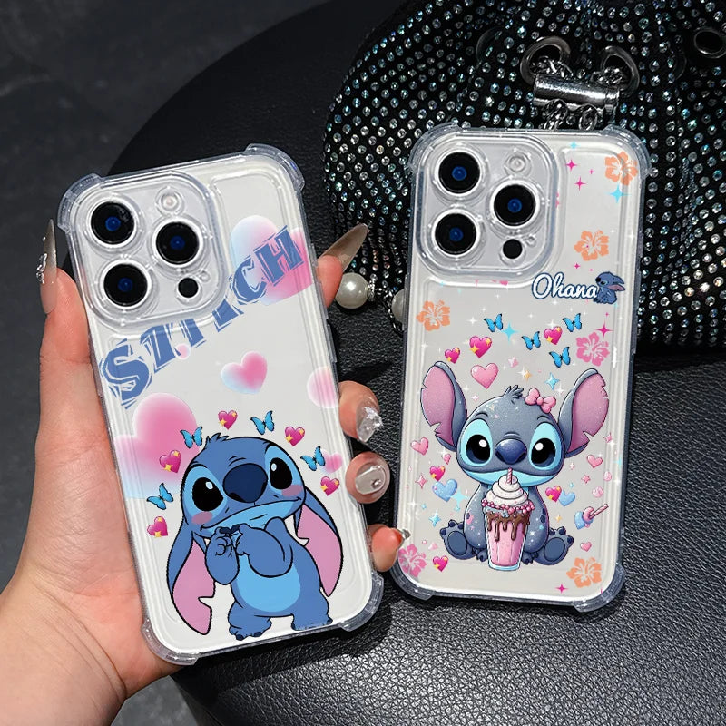 Disney Stitch Cute Fashion For Redmi Note 14 13 12S 12 11T 11 10S 10 Pro Plus MAX Anti-Fall Transparent TPU Soft Phone Case