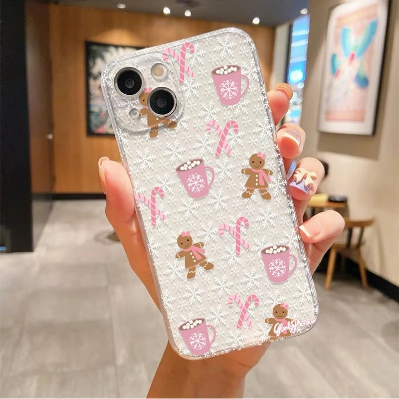 Phone Case For Realme C63 C65 C61 C55 C53 C75 14 13 12 11 10 9 Pro Plus 5G 9i 8i 8 With Christmas Elements Gingerbread Man Cover