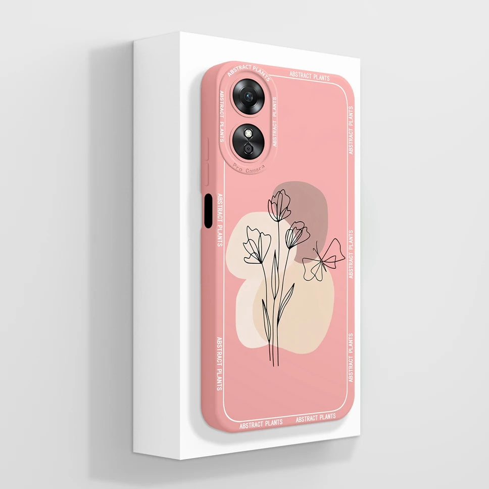 Phone Case For Oppo A17 A17K K 4G Pretty Flowers Smooth Liquid Silicone Back Cover For OppoA17K Oppo A 17 K Fundas Shell Coque