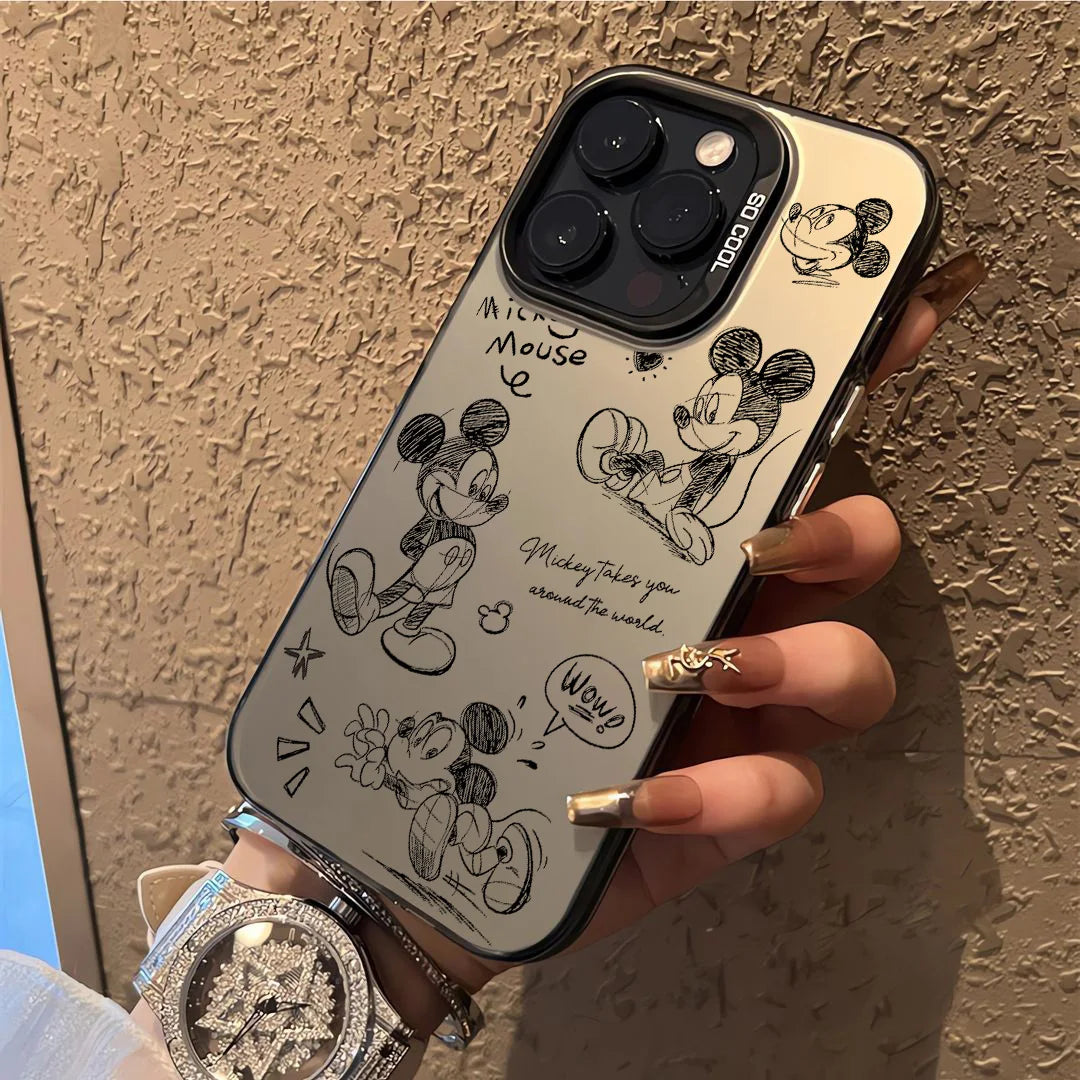 Line Retro Mickey Minnie Phone Case For Xiaomi Redmi Note 7 8 9 9S 10 11 12 13 14 Pro Plus 4G 5G Anti Fall Matte Back Cover