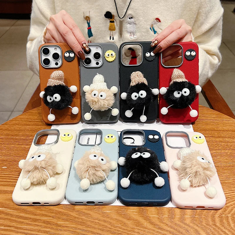 Korean Cute Hairball Doll Phone Case For Samsung Galaxy S25 S23 S22 S21 Ultra Plus S24 FE A55 A54 A32 A13 A33 A34 A16 Soft Cover