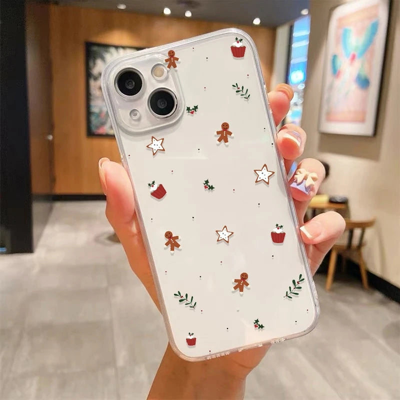 Phone Case For Realme C63 C65 C61 C55 C53 C75 14 13 12 11 10 9 Pro Plus 5G 9i 8i 8 With Christmas Elements Gingerbread Man Cover