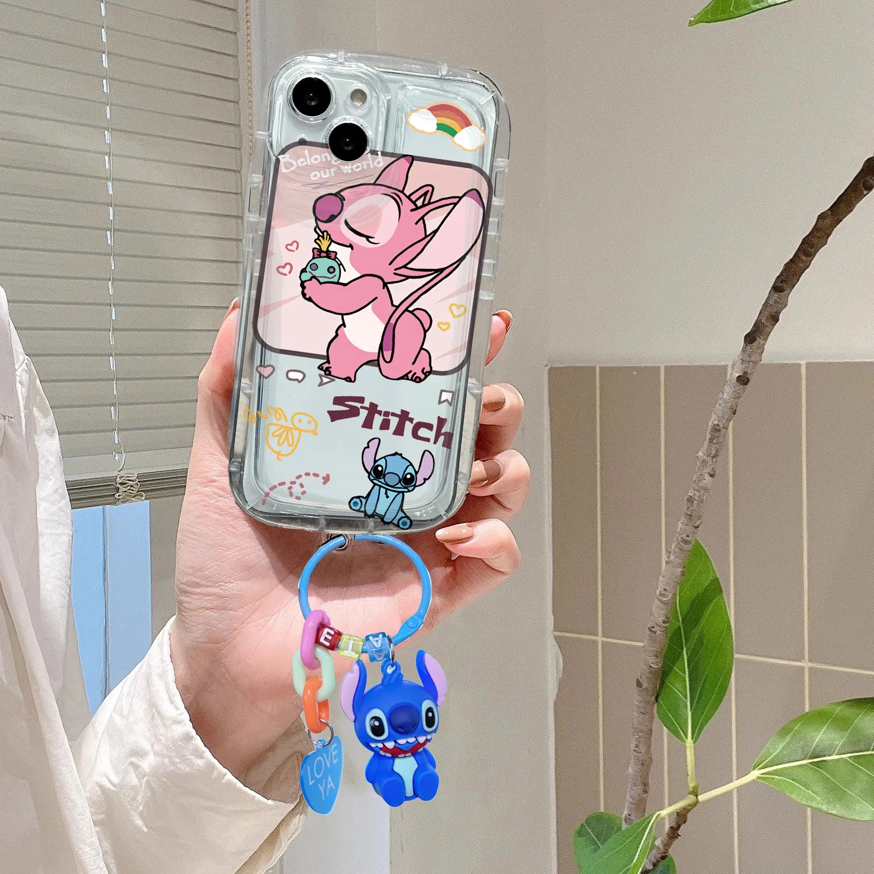 Cartoon Stitch Angel 3D KeyChain Case For iPhone 13 14 15 Pro Max 14 Plus 11 12 Mini 14 Plus XS Max 6 6S 7 8 Plus X XR SE Cover