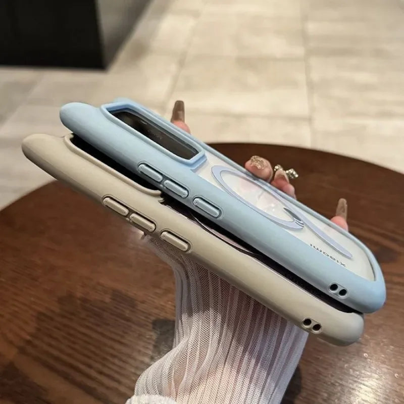 Magnetic Magsafe Lovely Cat Ear Clear Case For Xiaomi 15 Ultra 14 Pro 14 Redmi Note 13 5G Hard Shockroof Wireless Charge Cover