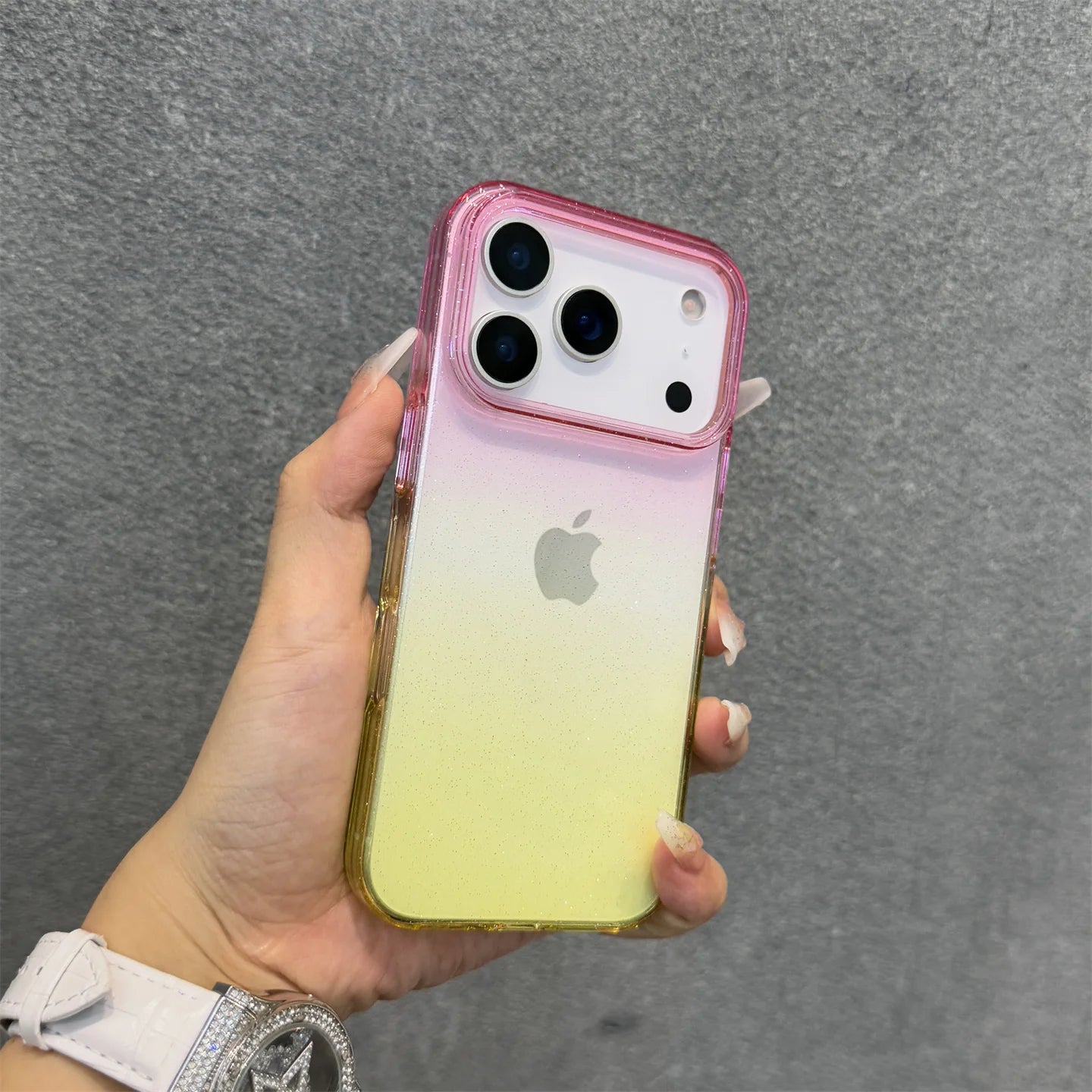 Flash Gradient Transparent Phone Case For iPhone 17 16 15 14 13 12 Pro Max 17Air Minimalist Clear Soft Edge Shockproof Cover