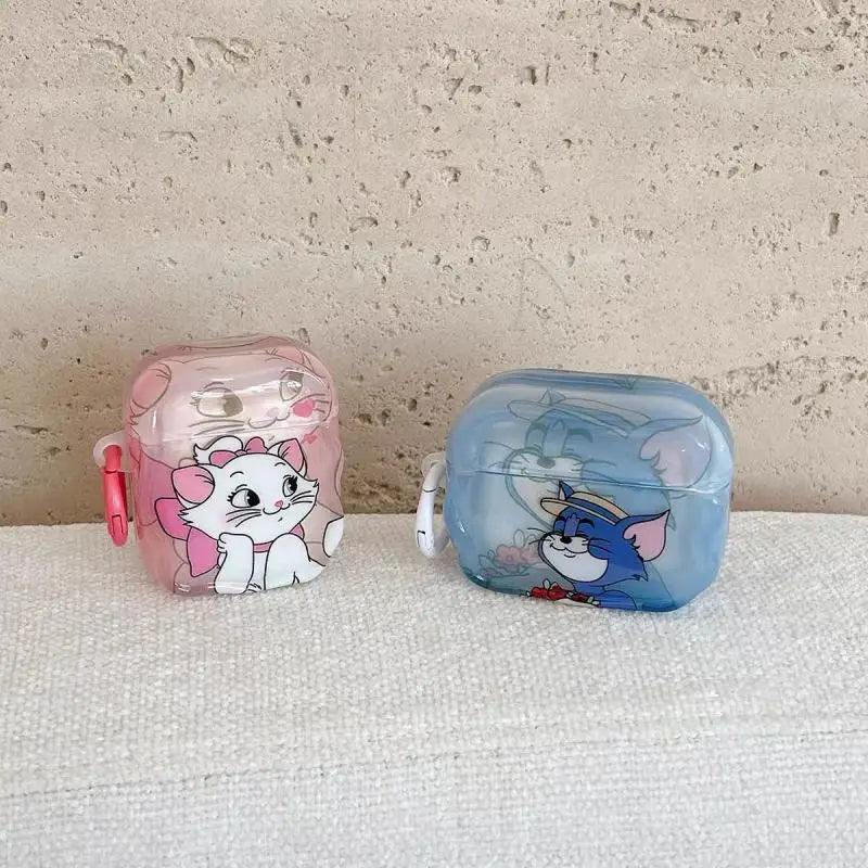 Disney The Aristocats Marie Cat Transparent Silicone Earphone Protective Case Couple Airpods 1 2 3 4 Universal Earphone Case