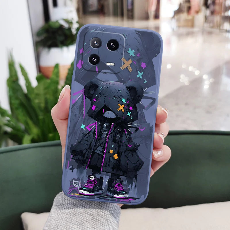 Mysterious Bear Phone Case For Xiaomi Mi 15 14 14T 13 13T 12 12X 12T 12S 11 11T 10 10T 9 9T Pro Lite Liquid Silicone Cover