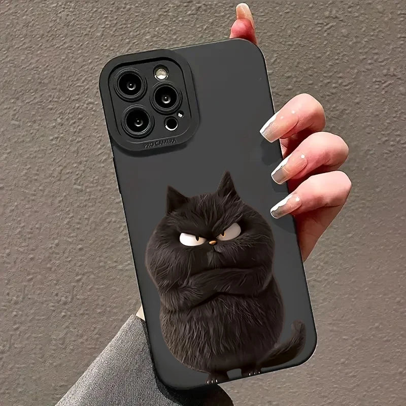 Funny Cool Cat Silicone Phone Case For iPhone 16 15 14 13 12 11 Pro Max 15 Pro XS XR X 7 8 16 Plus Shockproof Matte Soft Cover