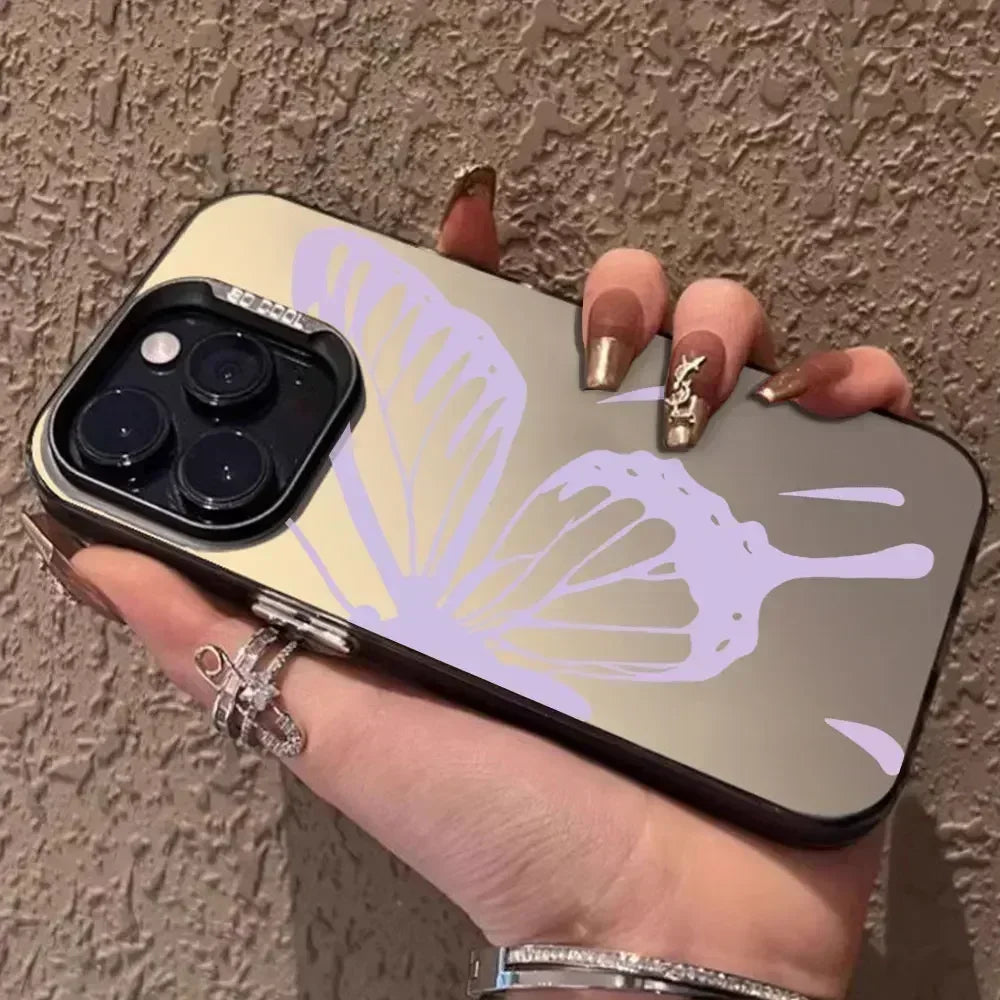 For Samsung Galaxy A06 A16 Case Luxury Fashion Butterfly Silver IMD Phone Case For Samsung A06 A16 Matte Color Cover Funda
