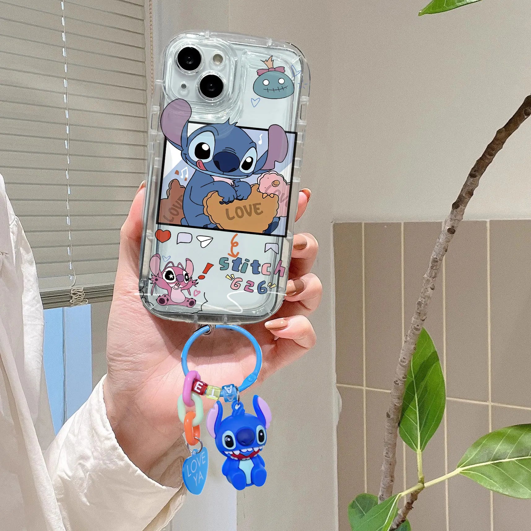 Cartoon Stitch Angel 3D KeyChain Case For iPhone 13 14 15 Pro Max 14 Plus 11 12 Mini 14 Plus XS Max 6 6S 7 8 Plus X XR SE Cover